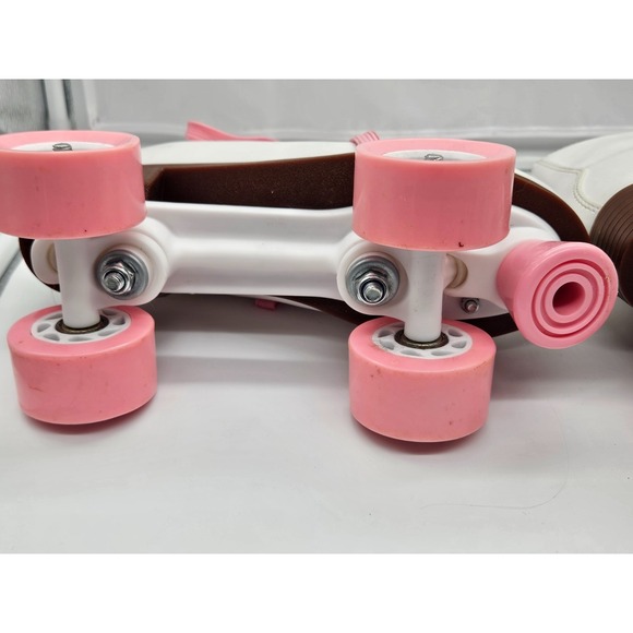 White Roller Skates Pink Laces Wheels Quad Skates Fun Skating SOLE MATES - Picture 10 of 12